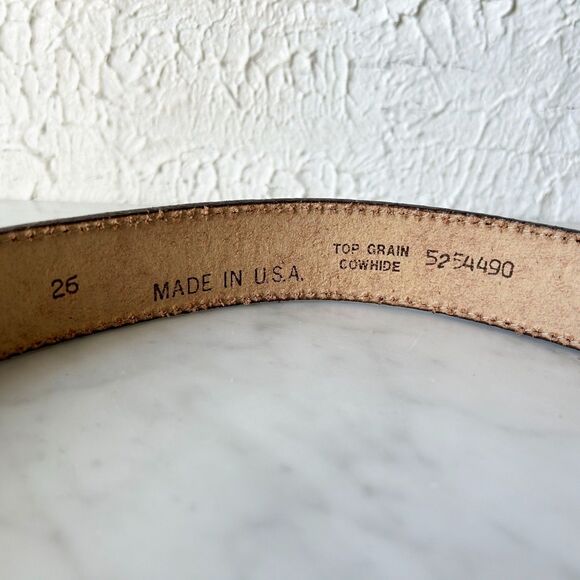 Vintage Western Tooled Leather Belt Cowboy Style with Brass Buckle-Men's Size 26 - Picture 6 of 8